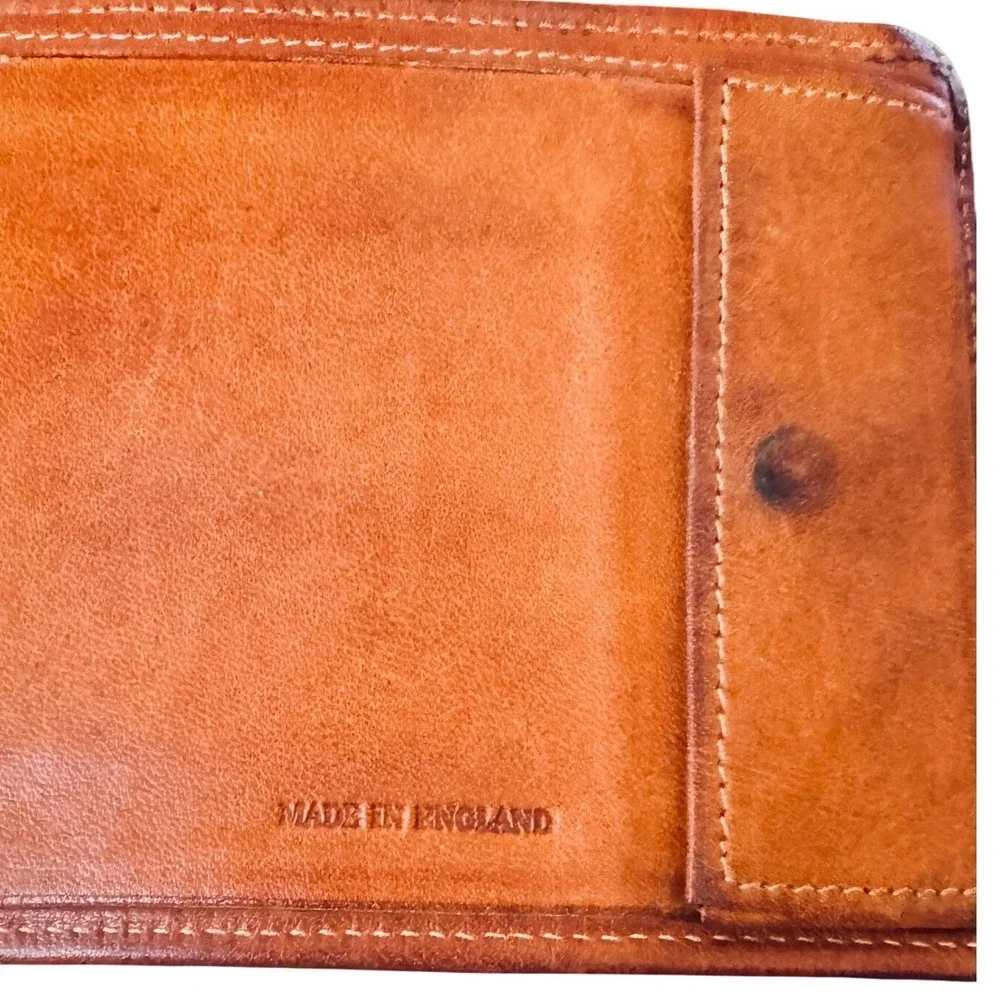 Rare Vintage Barrow Hepburn England Mens Leather Bifold Wallet Cognac 5.3x4